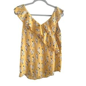 Hailey & Co Yellow Floral Ruffle Blouse – Size S